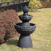 Teamson Home 3-Tier Zen-Style Outdoor Water Fountain with Realistic Stone Finish