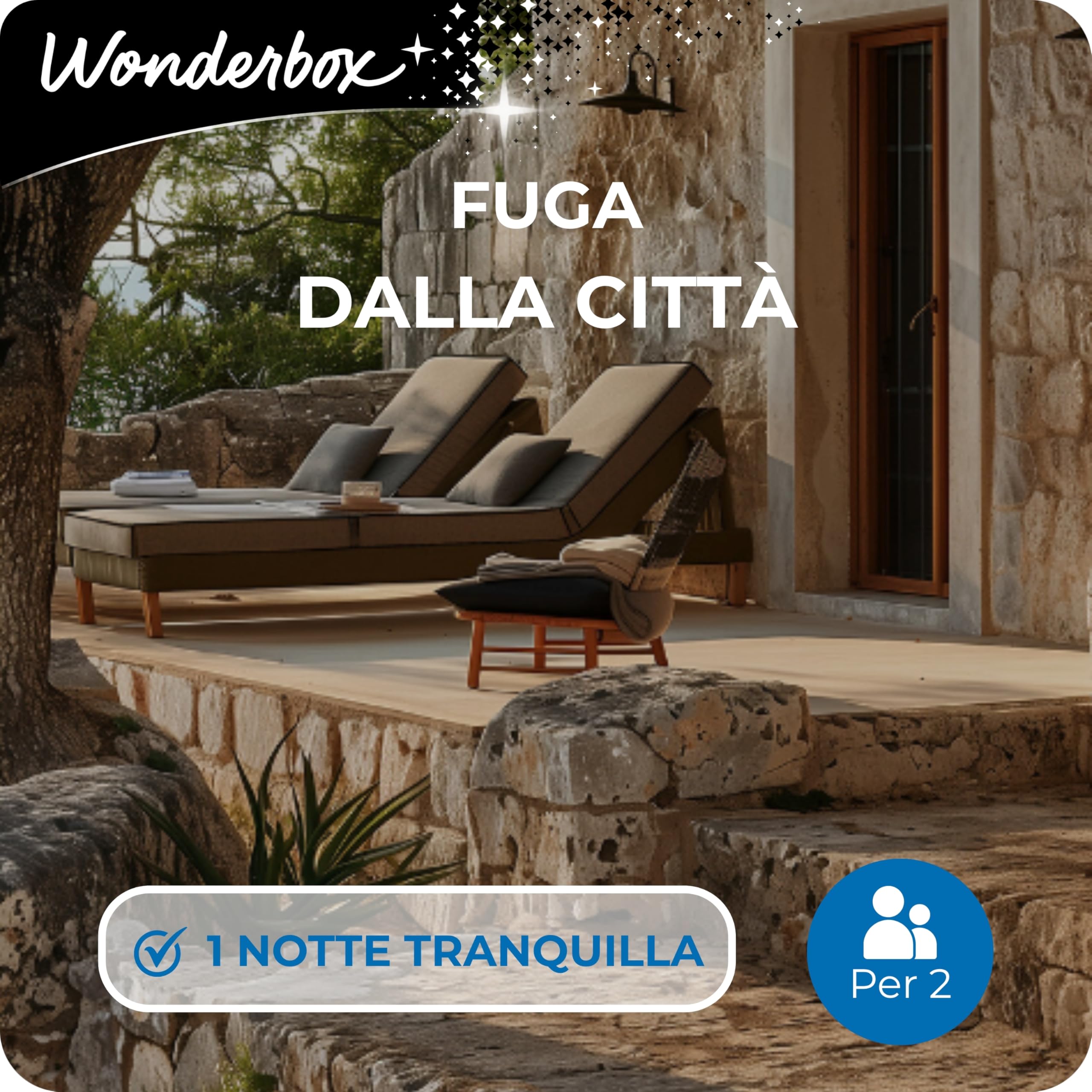 WONDERBOX - Cofanetto Regalo - Fuga dalla Citta - per 2 Persone | 1 notte - Più di 2100 soggiorni - Hotel 4* e 3*, agriturismi, B&B