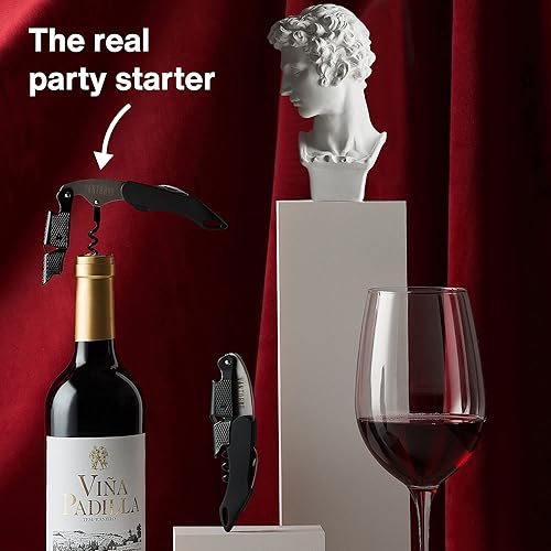 Miniatura 6 de Vintorio Sacacorchos profesional para camareros, llave de vino con agarre ergonómico de goma, abridor de botellas de cerveza y cortador de papel de
