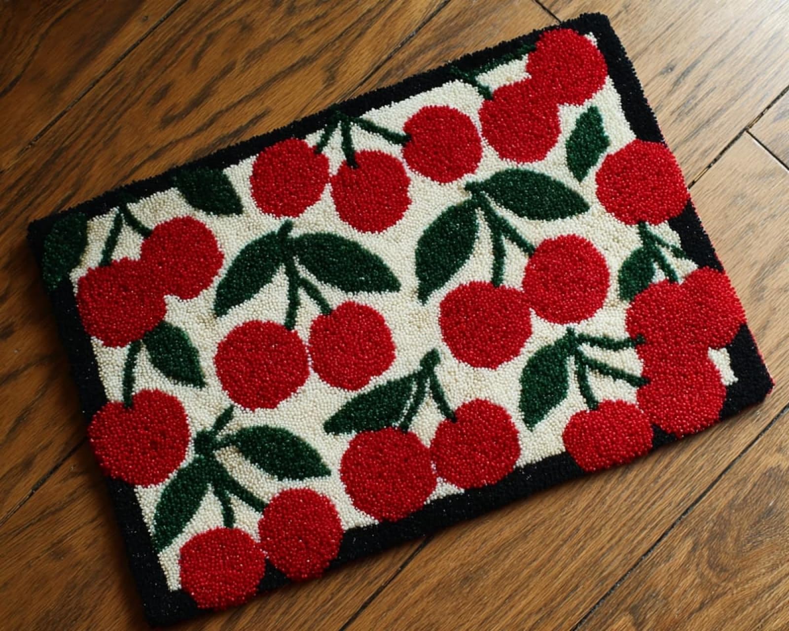 Wallphantom 001 Latch Hook Kits For Kids And Adults,Cherry,Diy Latch Hook Rug Making Kit,Carpet Making Crochet Kits Needlework Crafts For Home Decor,80X115cm
