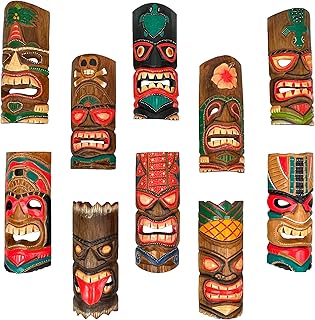 12 Backyard Tiki Bar Ideas for Fun Tropical Entertaining Spaces 70 Zeckos Set of 10 Hand-Carved Tiki Masks - 12-Inch Polynesian Wooden Wall...