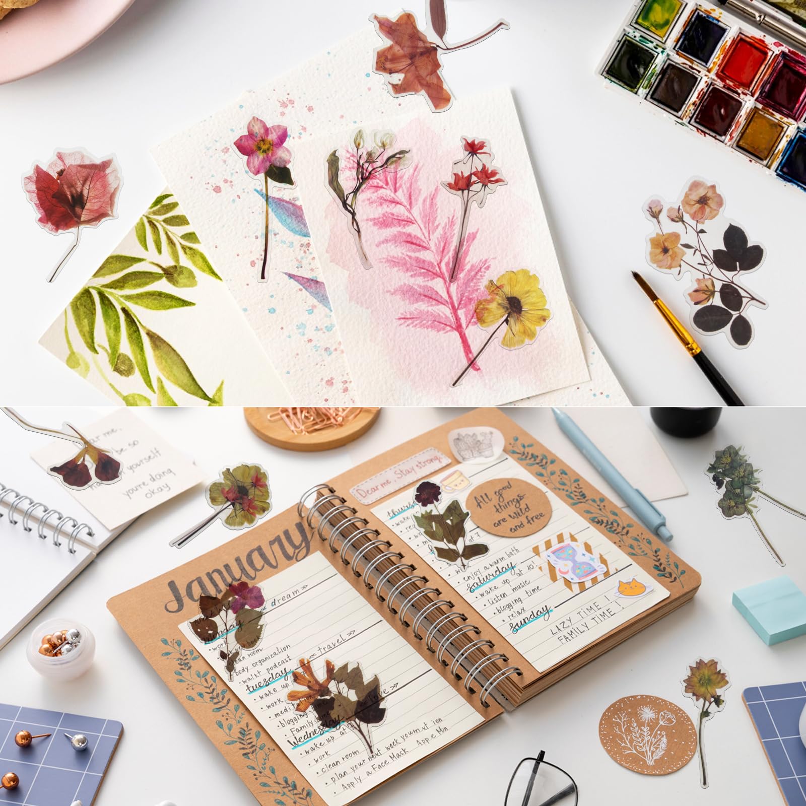 36 Feuilles D'autocollants De Scrapbooking,kit Feuilles De Plantes