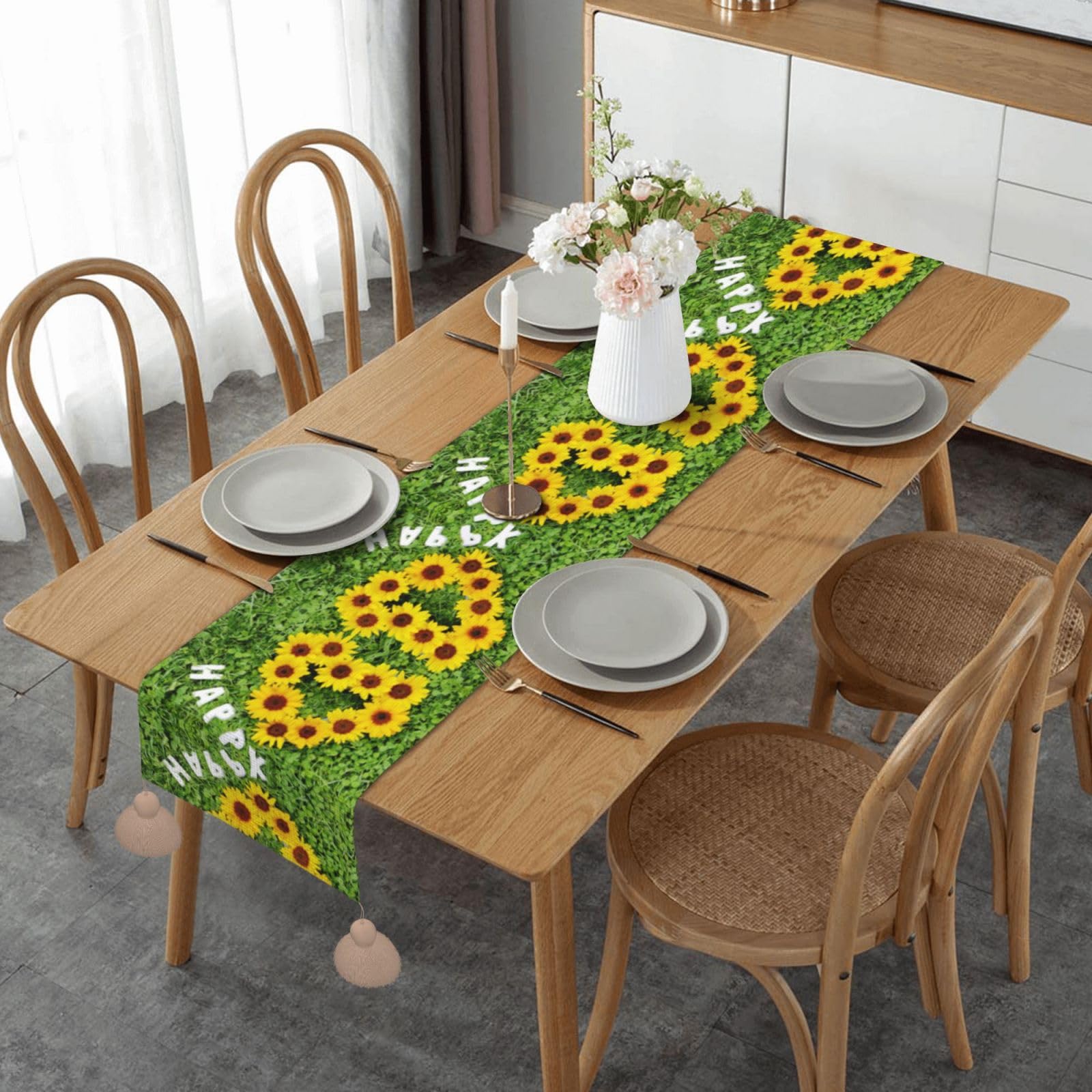 Chemin de table macramé tournesol fait main pour fête et salle à manger