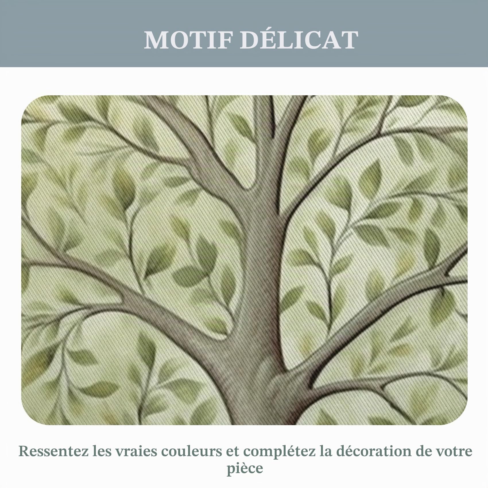 Rideau Occultant Arbre, Rideau Isolant Thermique pour Salon Chambre, Rideaux Motif Feuilles Verte, Rideau Opaque à Oeillets, Lot de 2 Rideaux et Draperies Intérieurs 140x160 cm (LxH)