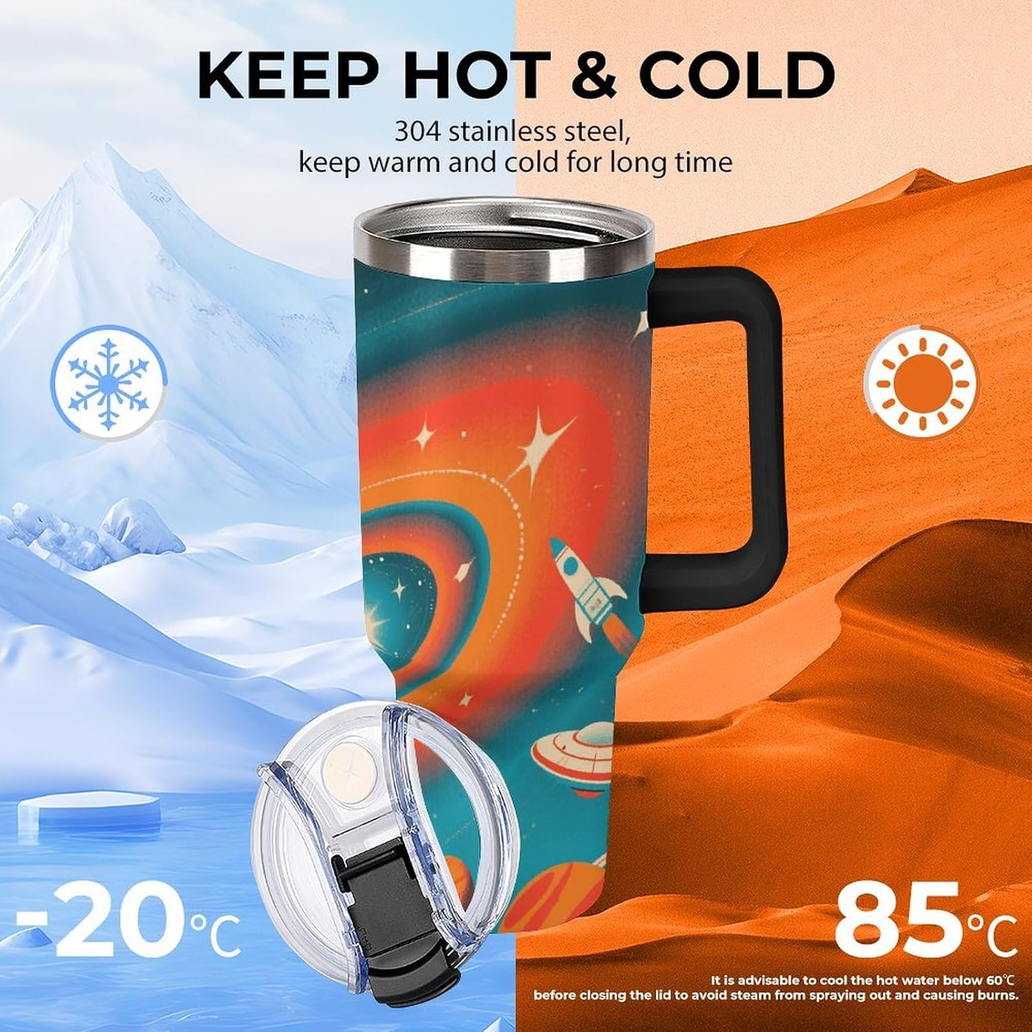 40 Oz Tumbler with Straw And Lid Science Fiction Galaxy Space Insulated Travel Coffee Mug Stainless Steel Water Bottle Vacuum Insulated Tumblers for Sport Work Car Travel Weekends