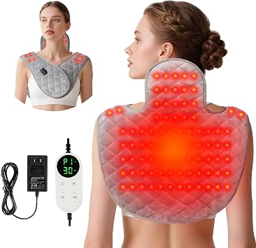 Red Light Therapy for Body, 3-in-1 LED Bead, 660nm&850nm Infrared Light Therapy Pad with Timer & Remote Control, Wearable Red Light Therapy Belt for Shoulder, Neck & Back Use at Home or Office