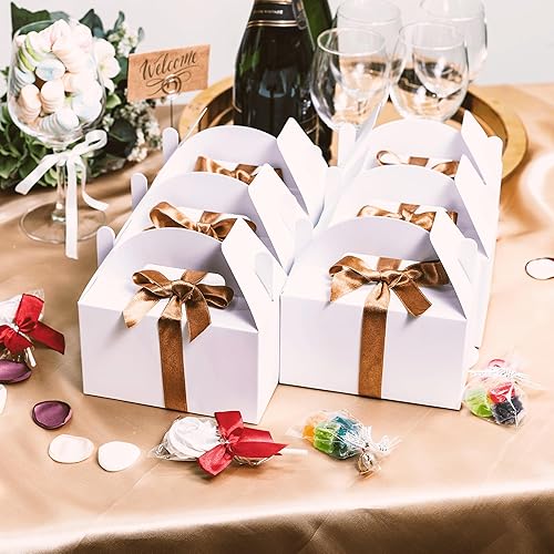 Miniatura 2 de MATICAN Cajas de recuerdo de fiesta, paquete de 24 cajas de golosinas blancas, cajas a dos aguas, 6 x 3.5 x 3.5 pulgadas