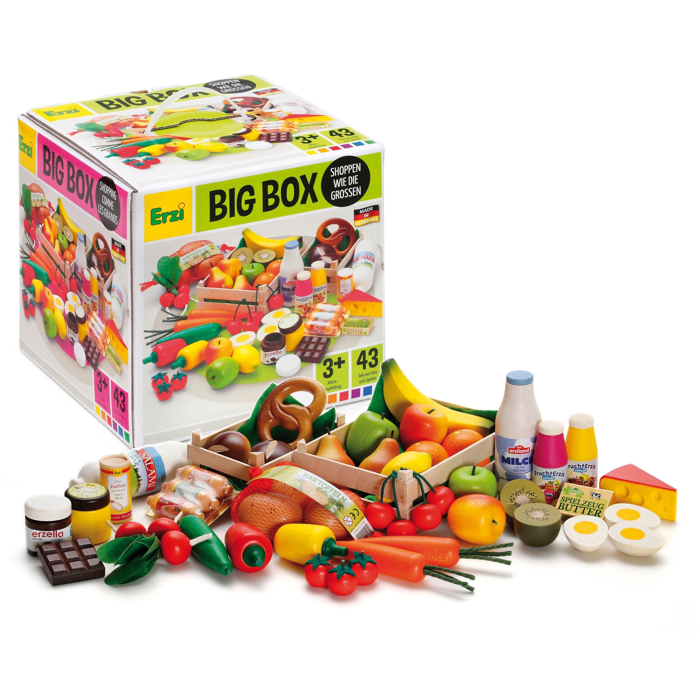 Erzi 28025 Sortierung Big Box aus Holz, Kaufladenspielzeug für Kinder | Kaufmannsladen, Rollenspiele, Kreative Spielwelten gestalten