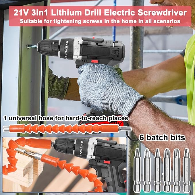 Taladro Eléctrico Multifunción 3 en 1 Irfora 21V con Atornillador y Percutor miniatura 8