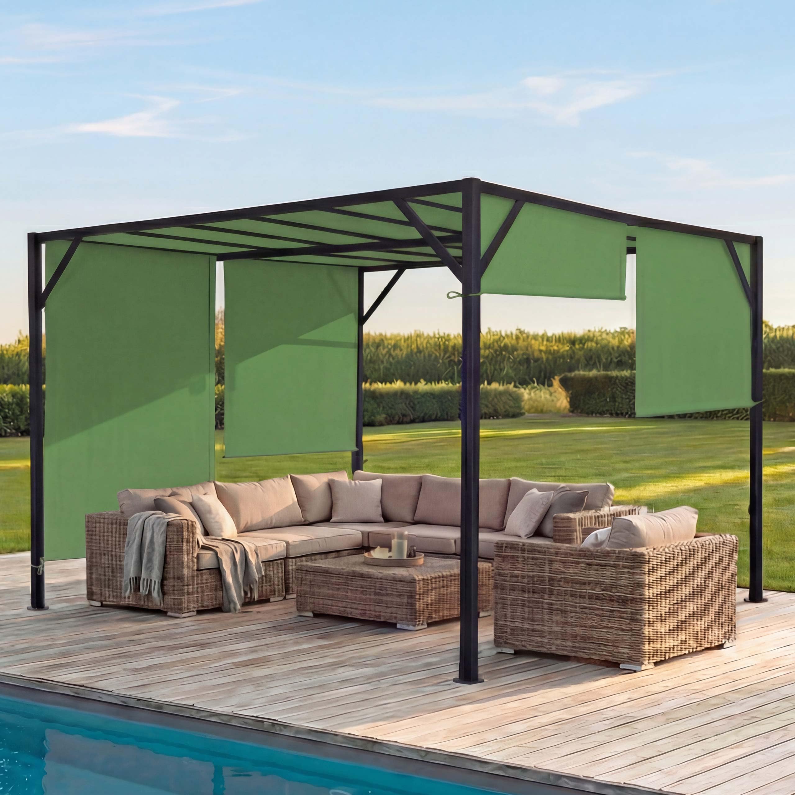 Mendler Pergola Baia Schiebedach grün - 4x4m