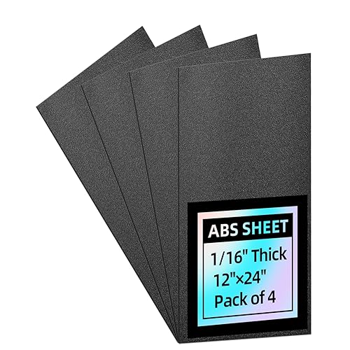 Hoja de plástico ABS de 116 pulgadas de grosor, paquete de 4 unidades de 12 x 24 pulgadas, hoja de ABS duro de dos caras (acabado mate y