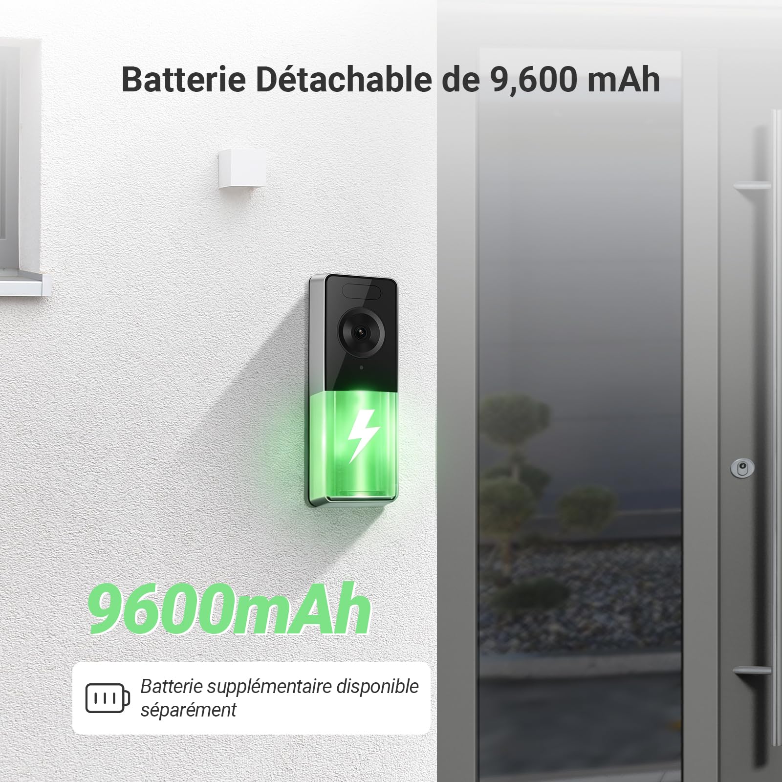 EZVIZ Sonnette sans Fil Exterieur Etanche Caméra 3K 5MP, Batterie 9,600 mAh, Vision Nocturne Couleur, Détection Humaine, Audio Bidirectionnel, WiFi 6 CP8