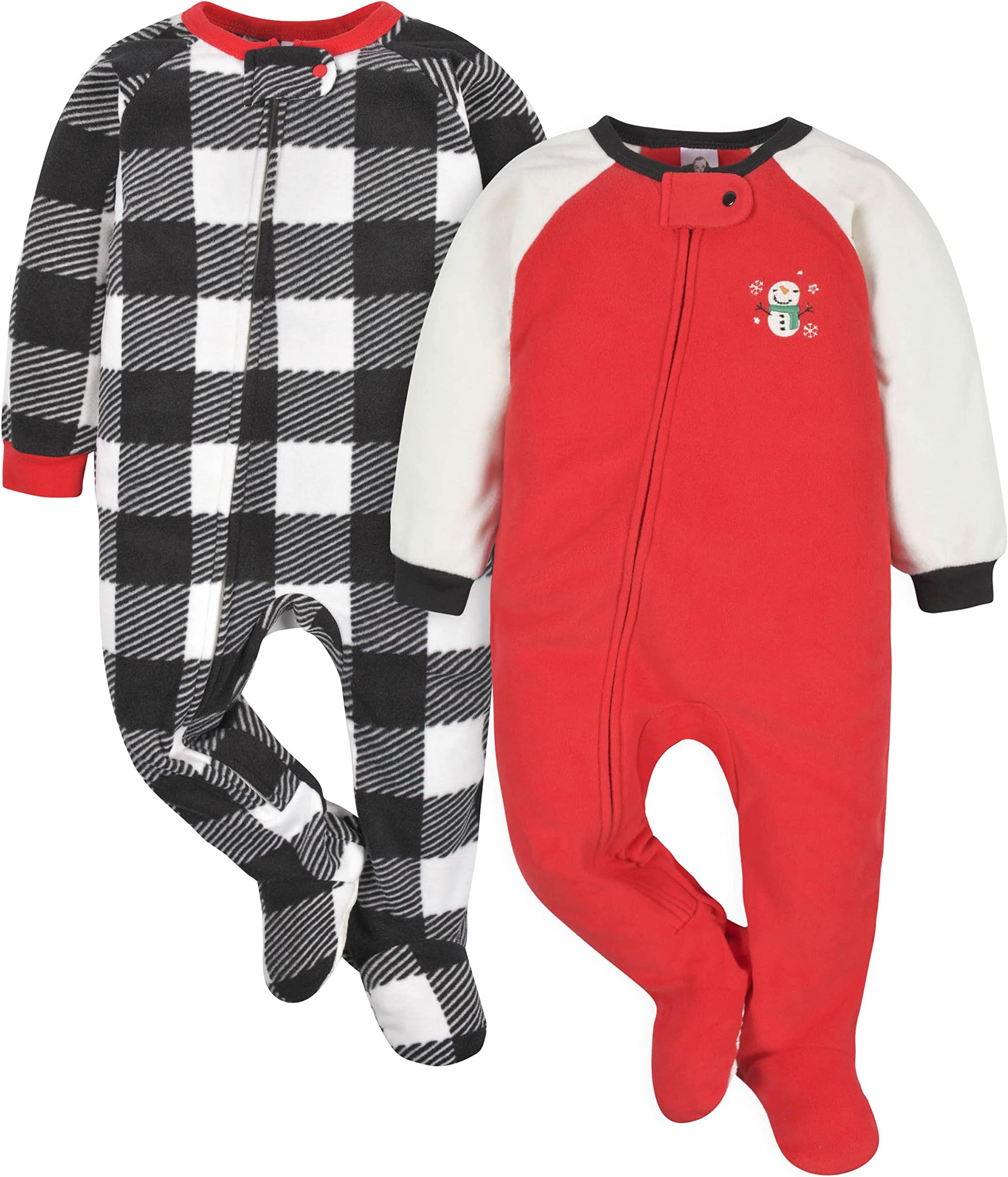 GerberUnisex Baby Toddler Flame Resistant Fleece Footed Holiday Pajamas 2-Pack