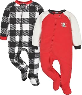 Unisex Baby Toddler Flame Resistant Fleece Footed Holiday Pajamas 2-Pack
