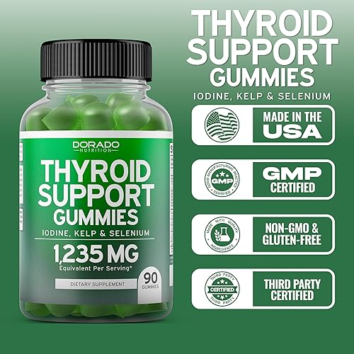 Miniatura 5 de Gomitas de apoyo a la tiroides con yodo y algas marinas (90 gomitas), Ashwaganda, yodo, vejiga, algas y schisandra, apoyan la tiroides saludable,