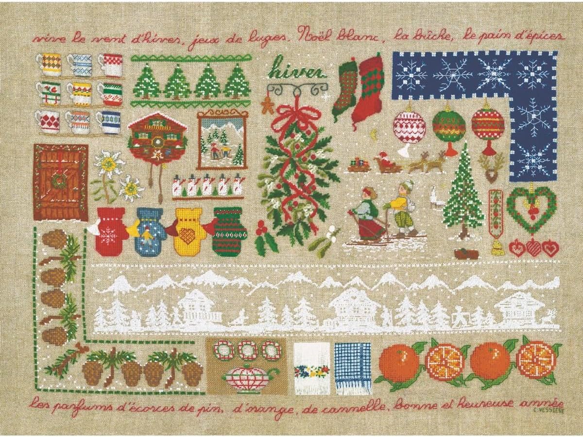 Le Bonheur des Dames Cross Stitch Embroidery Set Winter Counted Pattern 40 x 30 cm