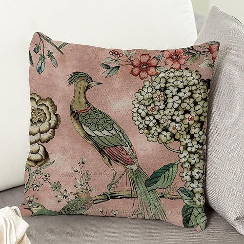 Miniatura 5 de ArogGeld Funda de cojín de chinoiserie escénica asiática, color rosa rubor chinoiserie, fundas de almohada de pájaro chinoiserie, hortensia, camelia