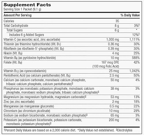 Vista 3 de Emergen-C 1000 mg de vitamina C en polvo para apoyo inmunológico diario, suplementos de vitamina C sin cafeína con zinc y manganeso, vitaminas B