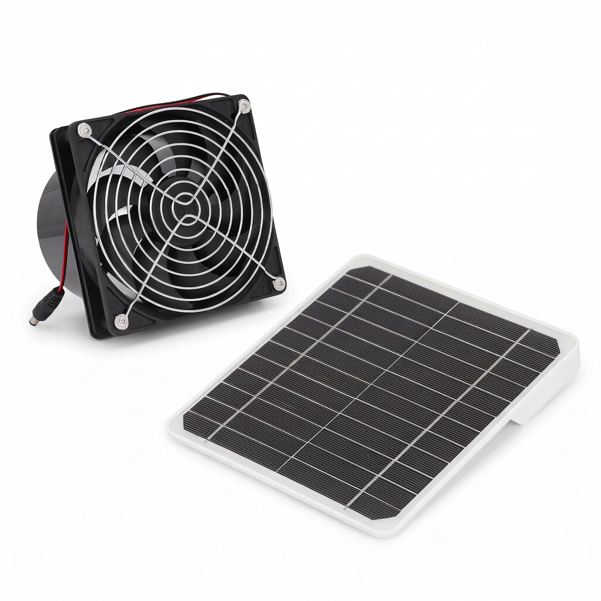 Extractor de Energía Solar con Caja de Batería, Kit de Ventilador Solar para Ambiente Al Aire Libre, Ventilador de Ventilación para Cobertizo, Casas de Mascotas, ático