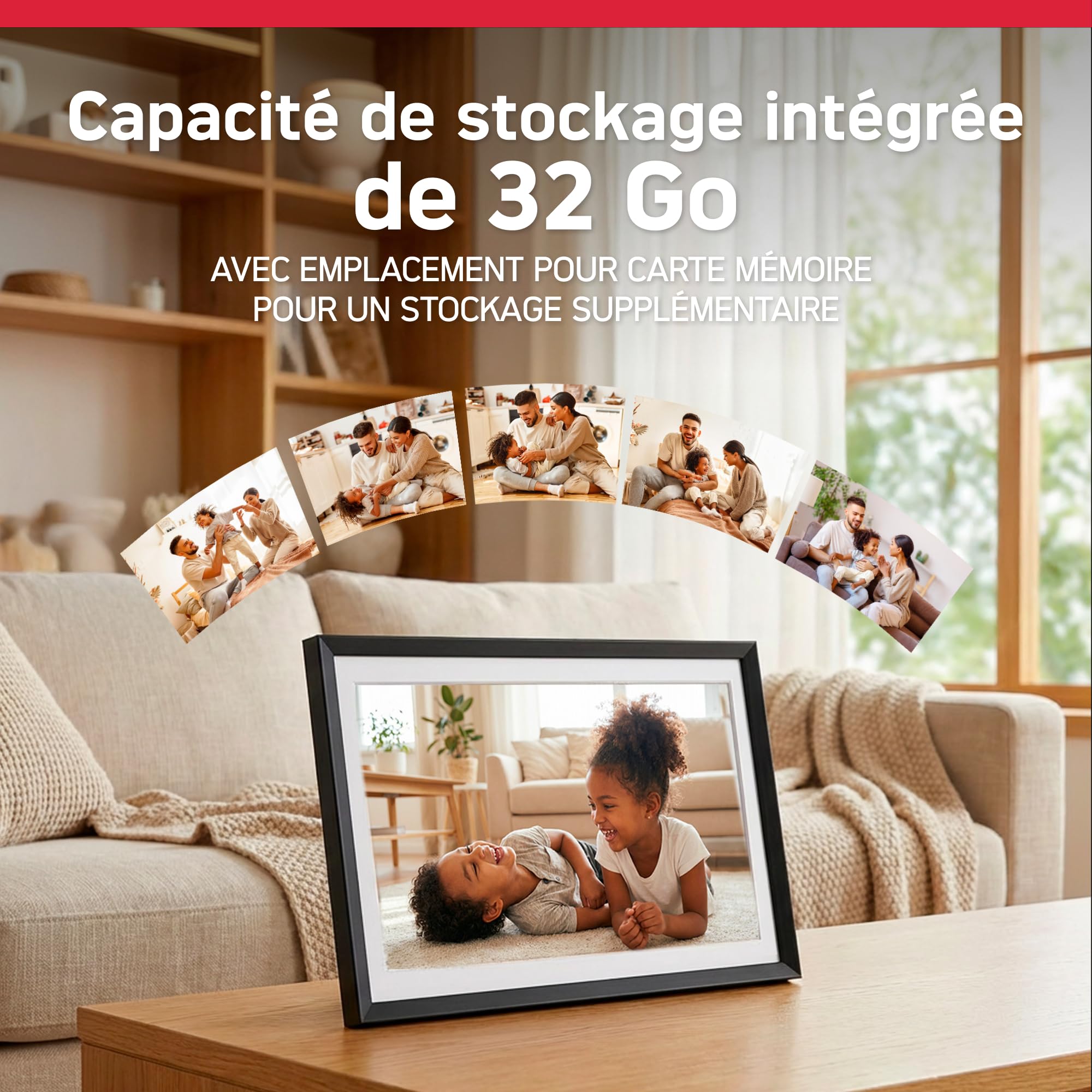 AgfaPhoto Cadre Photo Connecté Realiview APF1000 Wi-FI 10" LCD - Affichage Photos/Vidéos, Horloge, Météo, Rotation Auto, Mémoire 32Go, Appli FRAMEO iOS/Android Incluse - Noir