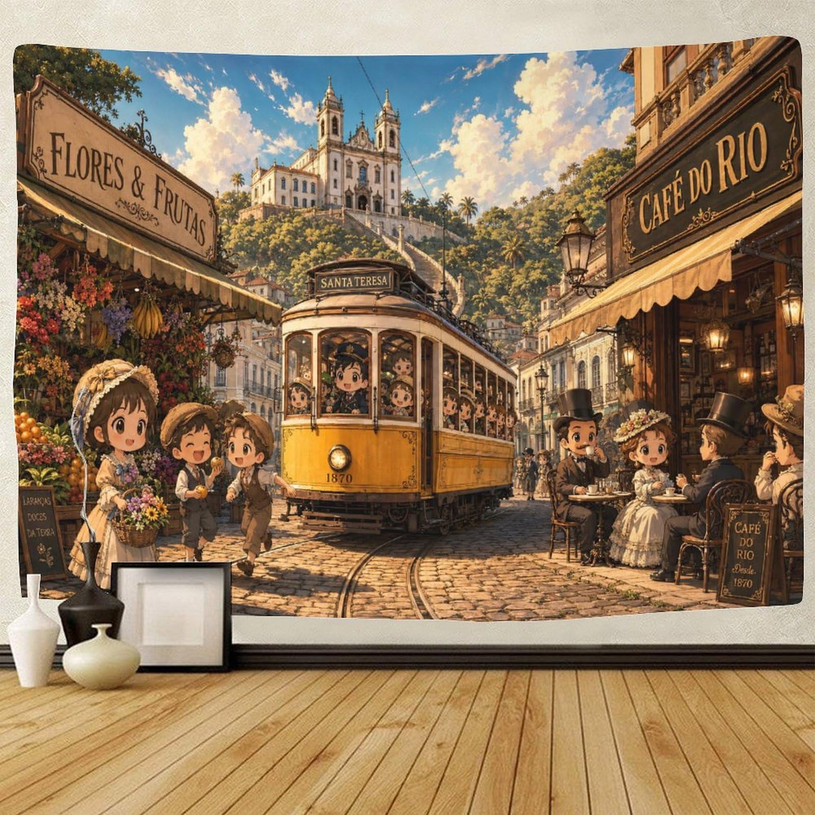 ASDFGHJKLZA Vintage Rio De Janeiro Streetscape Wall Tapestry 3D Print Wall Hanging Decor Tapestries Poster Home Decoration Living Room Dorm 150cmx200cm
