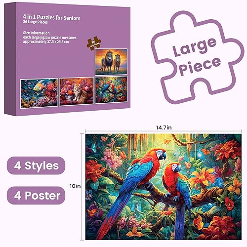 Miniatura 2 de Paquete de 4 rompecabezas de 36 piezas grandes, productos y actividades para el Alzheimer con demencia, juego de memoria para pacientes en hogares