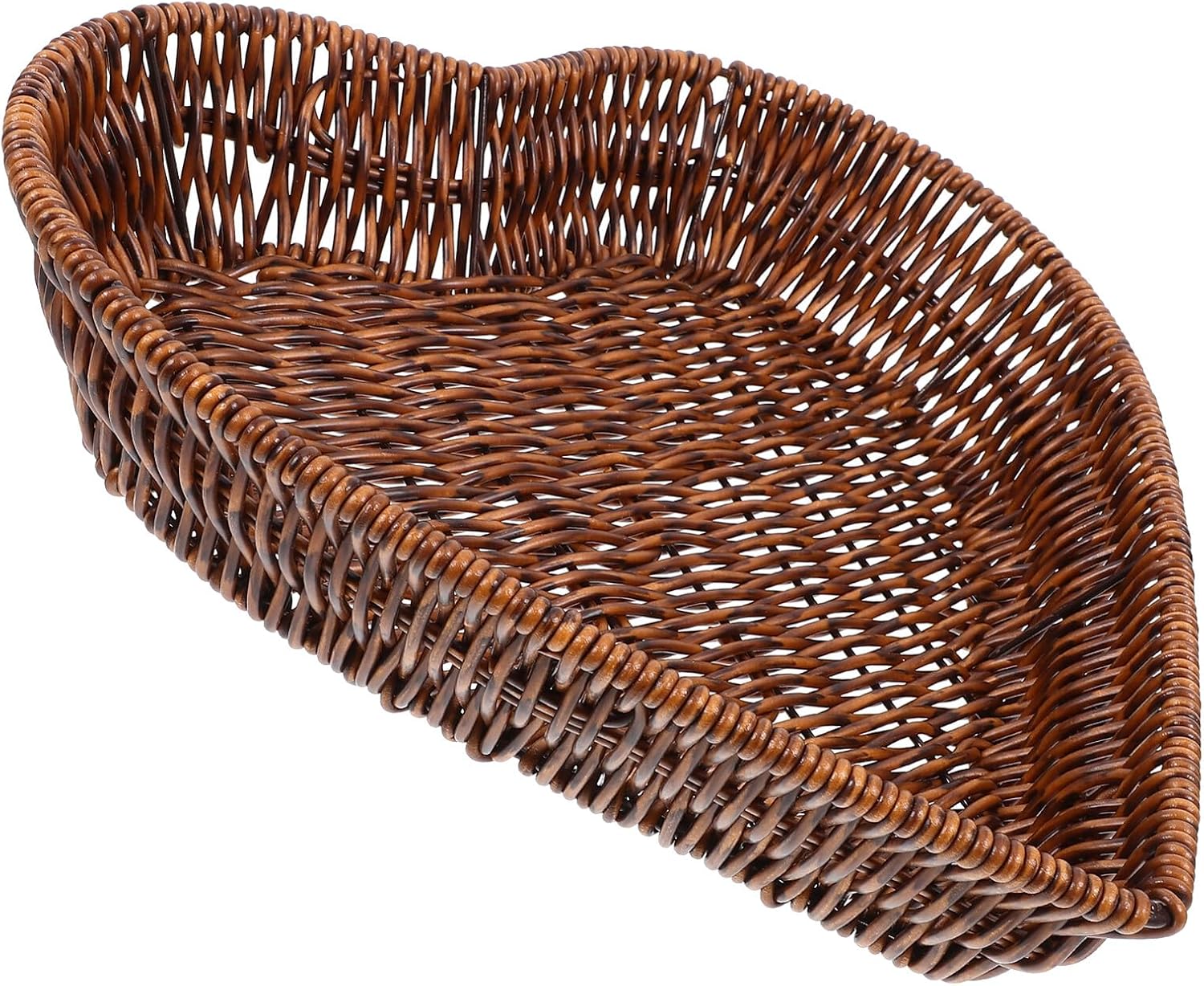 Heart Shaped Woven Food Serving Basket for Kitchen Display
