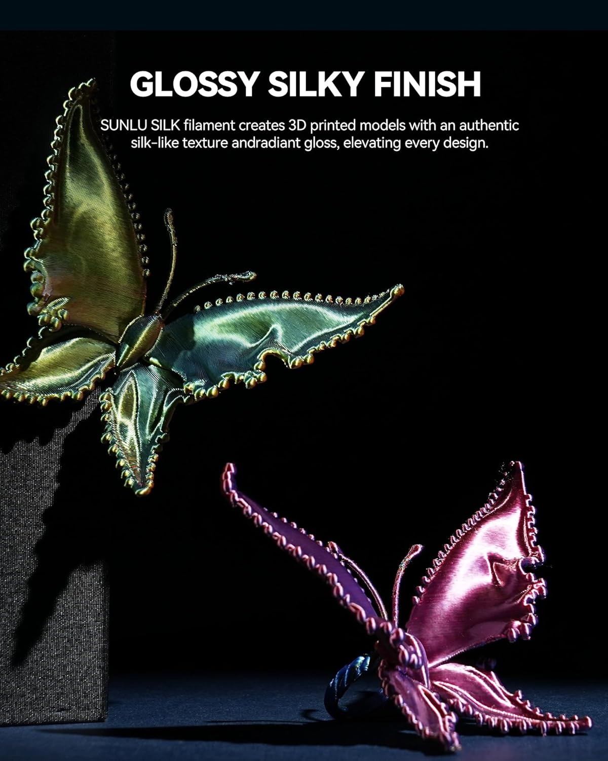 SUNLU Silk Dual Color PLA Filament, Silk PLA 3D Printer Filament 1.75mm, Neatly Wound Shiny Silk 3D Printer Filament, Dimensional Accuracy +/-0.02mm, 1KG Spool (2.2lbs), Silk Dual Color (Black Purple) - Image 3