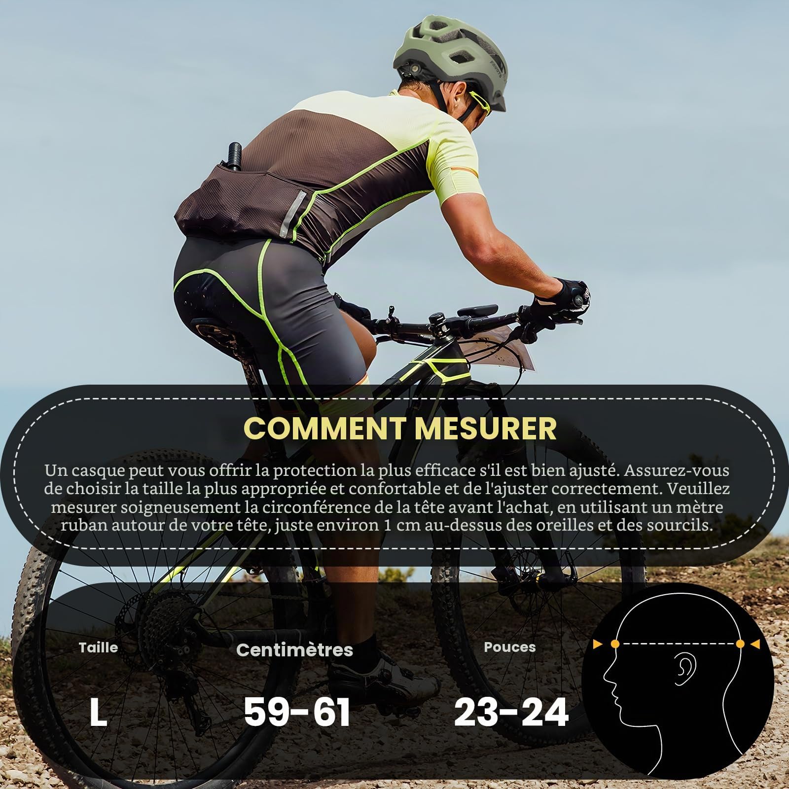 Favoto Casque de vélo de Montagne léger pour Adulte - Casque de vélo de Route réglable pour Homme et Femme - Design Triple Coque - Certifié CE
