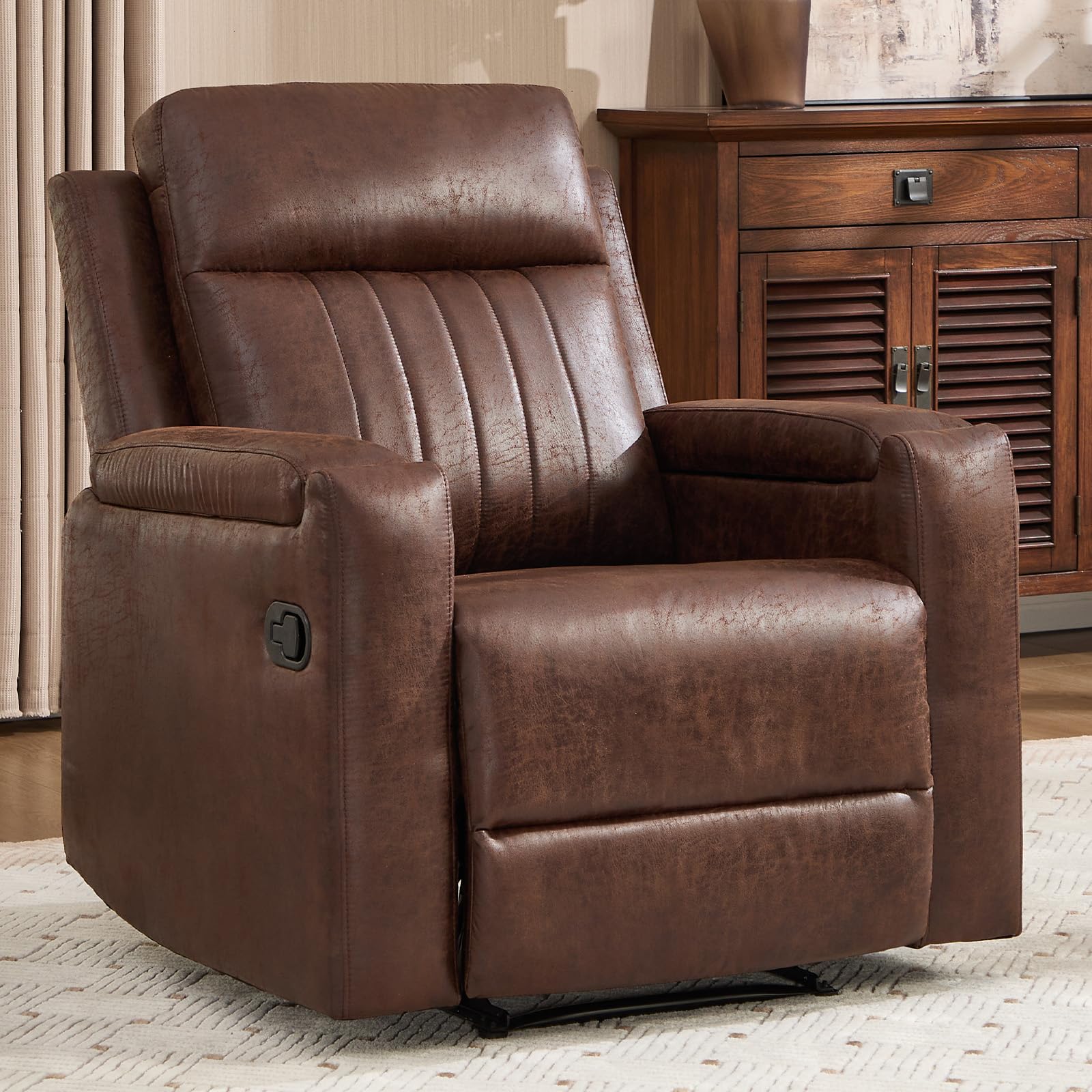 Faux Leather Recliner Sofa Set 2 Chairs 58 Loveseat Cup Holder Storage Red Brown image 7
