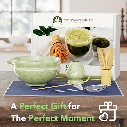Miniatura 7 de Juego de batidor de matcha, kit perfecto para los amantes del matcha, incluye cuenco de cerámica, batidor de bambú, soporte, cuchara, tamiz y tela,