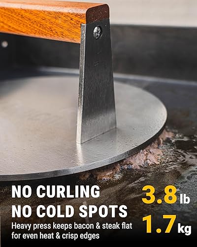 Miniatura 2 de Manucode Smash - Prensa de hamburguesas, trituradora de hamburguesas de 3.8 libras, prensa de tocino de 9 pulgadas para cocinar por lotes, acero