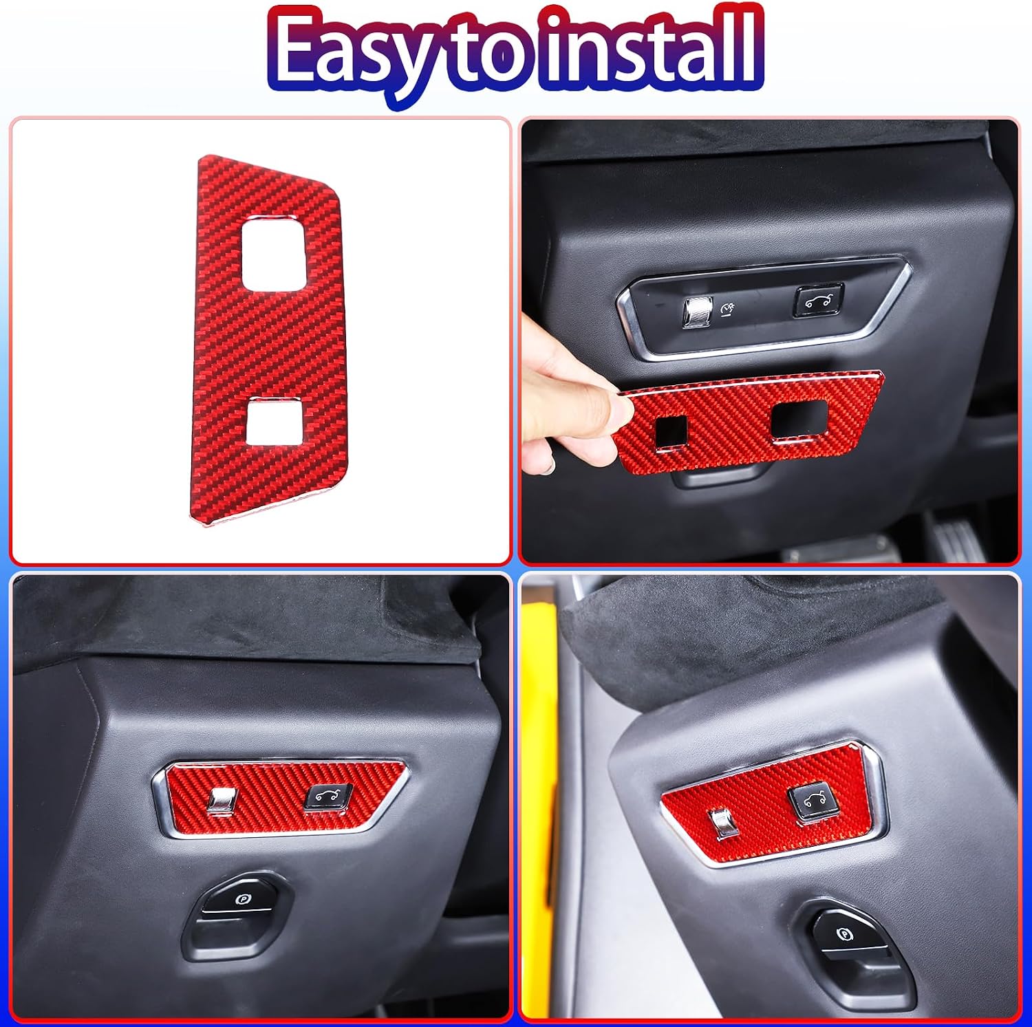 Trunk Switch Button Cover Trim Compatible with Lotus Emira V6 2021 2022 2023,Soft Carbon Fiber Interior Tailgate Switch Panel Frame Sticker Trim Accessories 1PCS (Red Carbon)