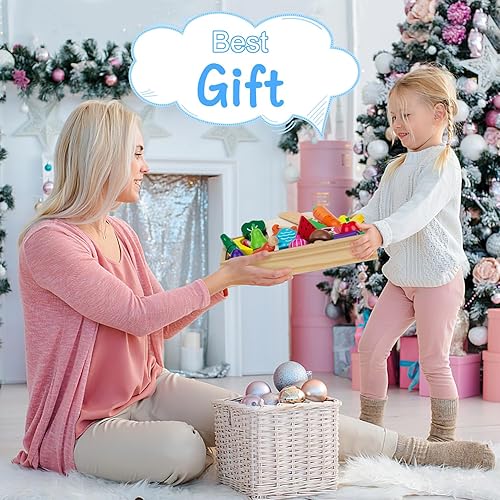 Miniatura 6 de Juegos de comida de madera para niños, cocina para cortar frutas, verduras y carne, juguetes para niños pequeños, juguetes Montessori, regalo para