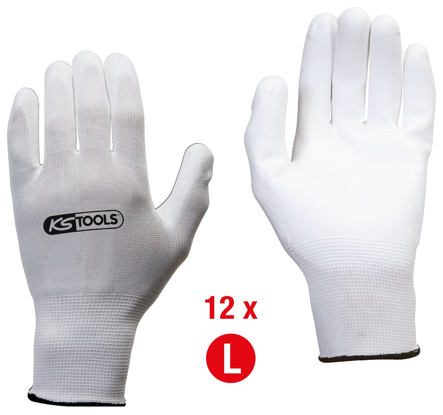 KS Tools 310.0450 Gloves Micro Fine - White (12 Pieces) L - Image 2