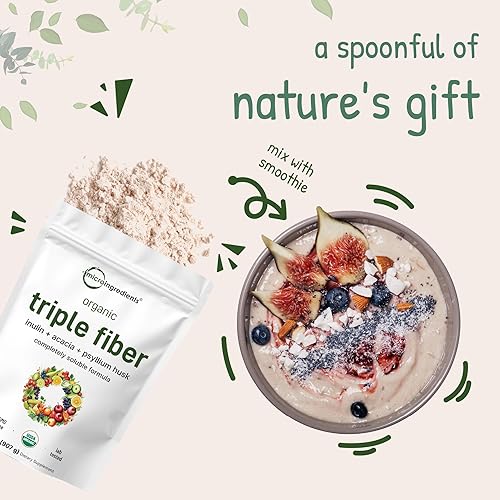 Miniatura 7 de Micro Ingredients Organic Triple Fiber Powder, 2lb | Natural Prebiotic to Support Digestive & Gut Health | Soluble, Easily Digestible | Unflavored,