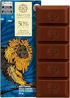 Mendoá, Barra de chocolate premium 50% de cacau ao leite com castanha de caju, Brasilis, 25 gramas