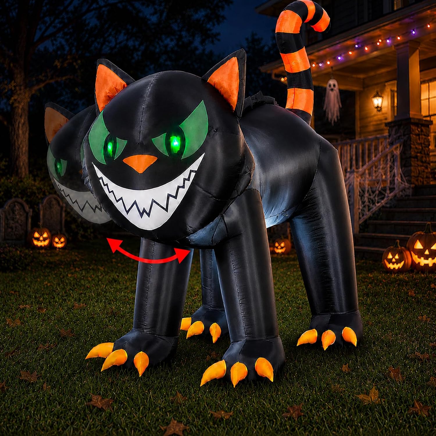 7FT Halloween Inflatables Decorations Black Cat Blow Up Yard