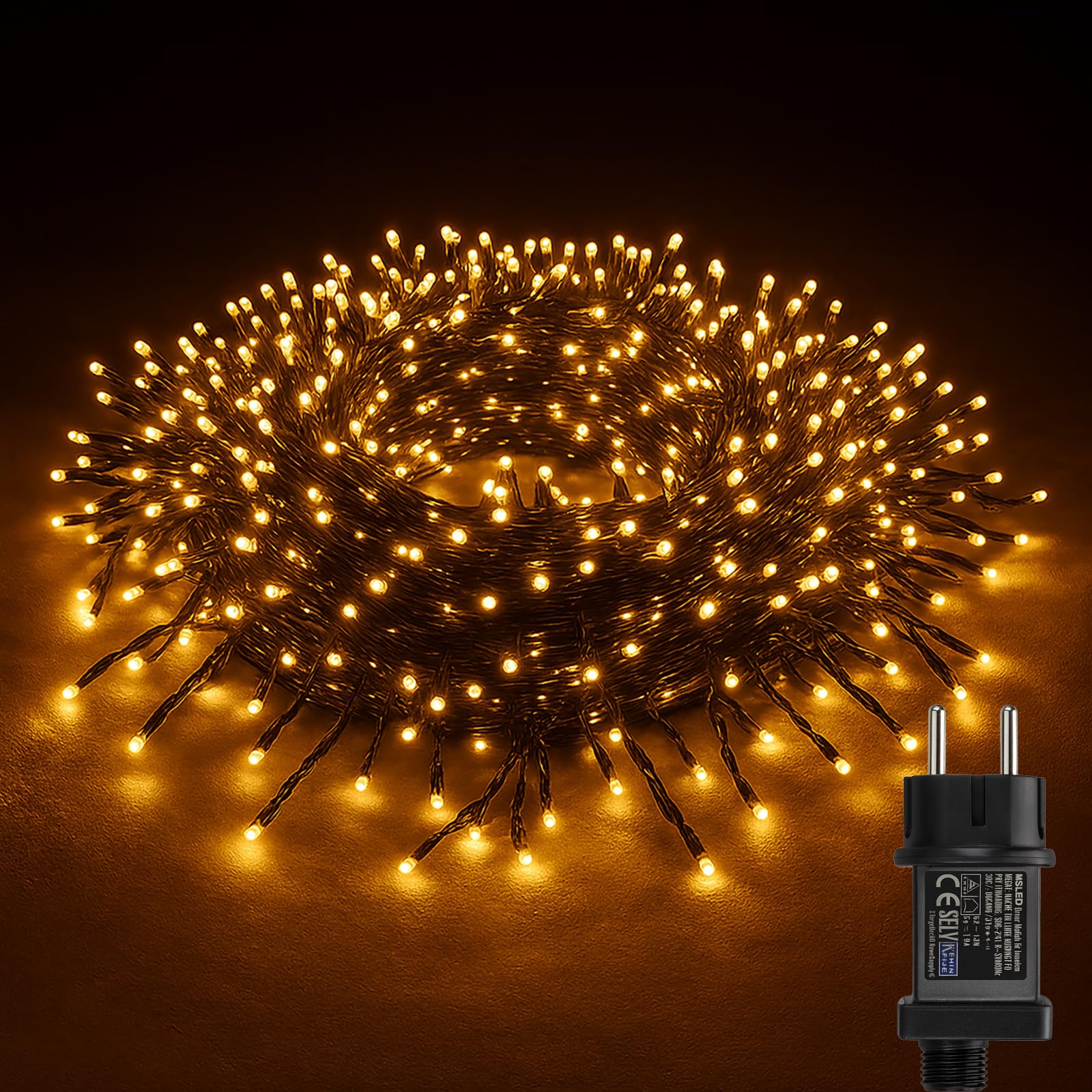 BURI LED Cluster Lichterkette 11,5 m 1152 LEDs Warmweiß Timer IP44 Outdoor