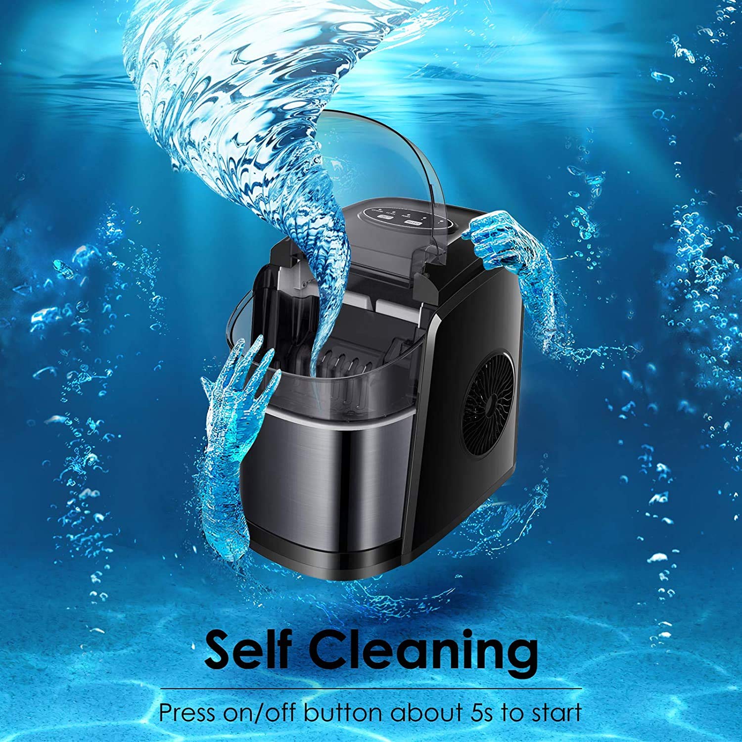 Ice Maker Machine for Countertop Self-Cleaning Function 26Lbs/24H Portable Ice Maker 9 Cubes Ready in 6 Mins Compact Ice Cube Maker with Ice Scoop qujunji