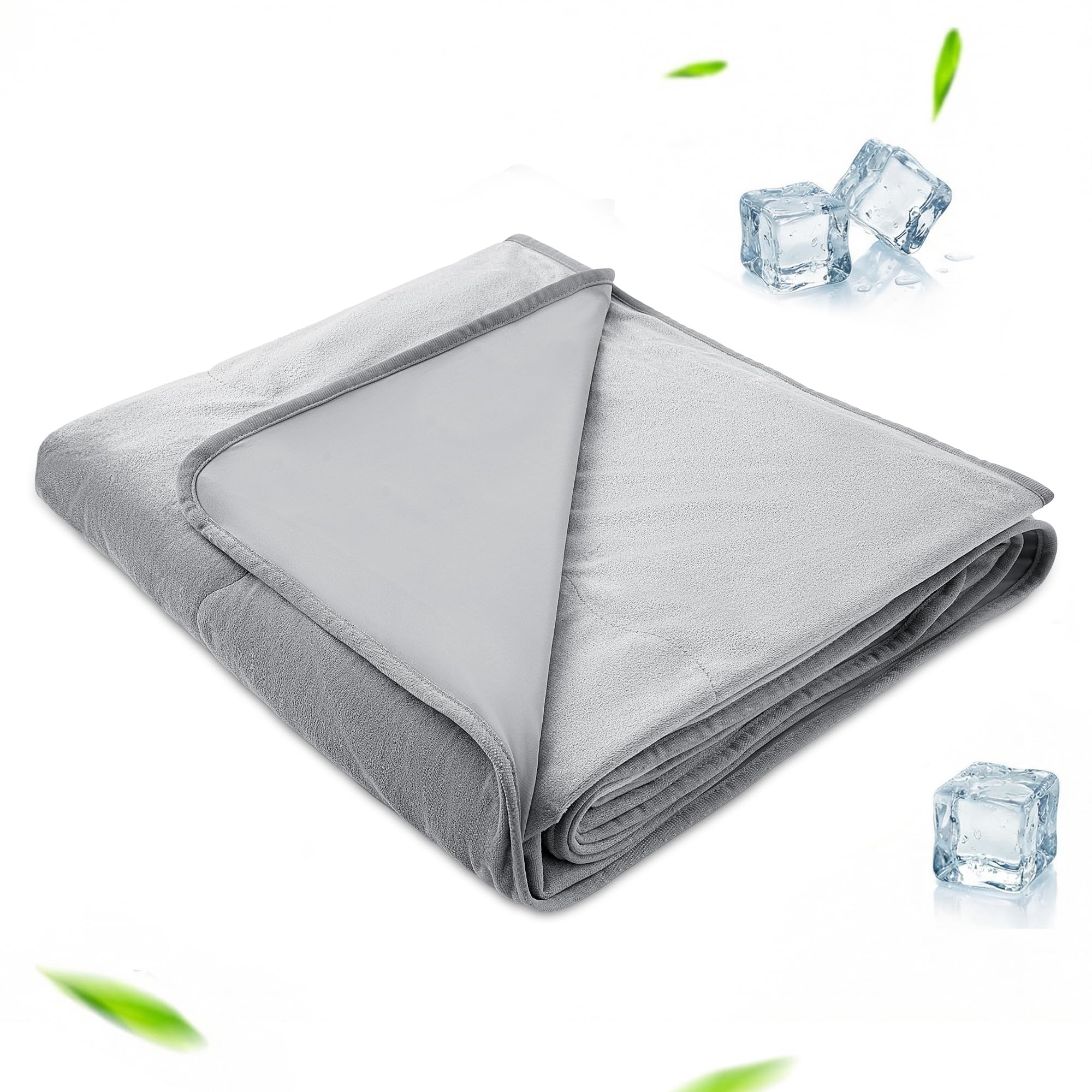 Winthome Cooling Blanket, Double-Sided Throw Blanket with Japan Q-max>0.5 Cooling Fibre for Night Sweats Queen Size Grey 220 × 240cm