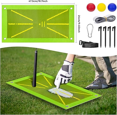 Miniatura 6 de Alfombrilla de golpe de golf, alfombrilla de entrenamiento de golf para retroalimentacióndetección de bateo guías avanzadas y respaldo de goma para