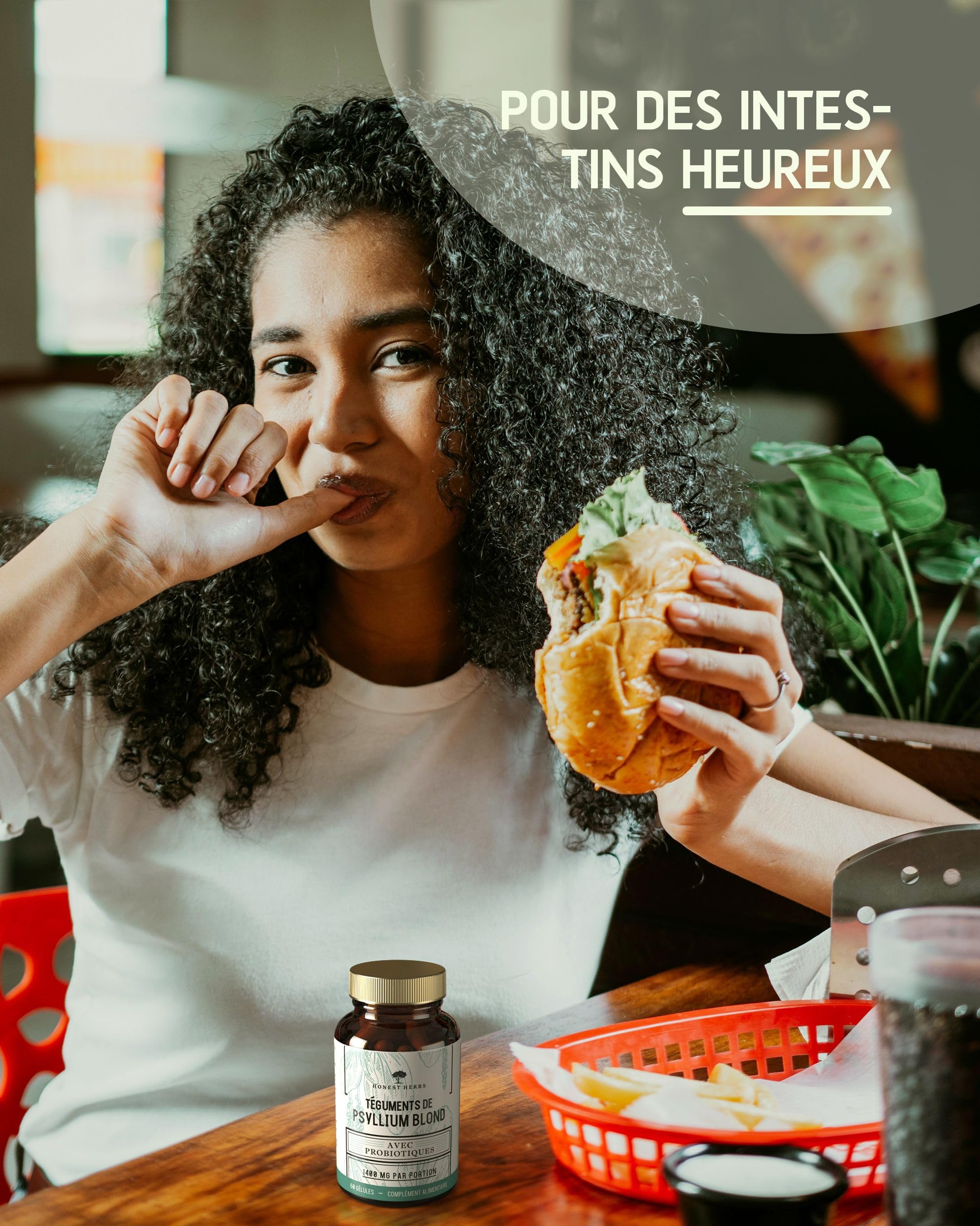 Psyllium Blond avec Probiotiques 1400 mg - Téguments purs à 99% - 60 gélules - Transit, Digestion, Fonction Intestinale - Fibres alimentaires avec Psyllium Husk & Complexe - Probiotique 6 Milliards