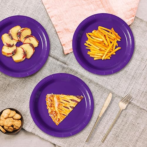 Miniatura 90 de Platos de papel desechables rojos, 50 platos llanos de 9 pulgadas a granel para suministros de fiesta, platos de fiesta de colores y resistentes