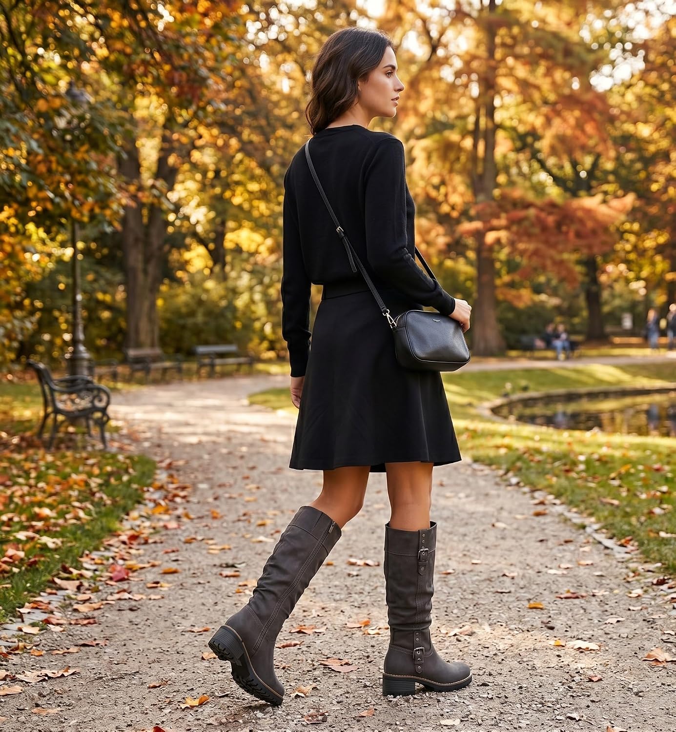 GLOBALWIN Women’s Knee-High Riding Boots Tall Fashion Boots with Chunky Low Heel & Side Zipper Everyday Wear Casual Boots For Women image 2