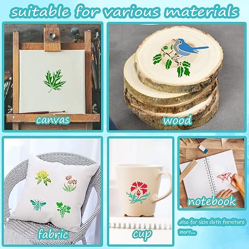 Miniatura 4 de Plantillas de flores para pintar, 64 plantillas de 3 pulgadas para manualidades, plantillas de pintura de roca, plantillas reutilizables de plástico