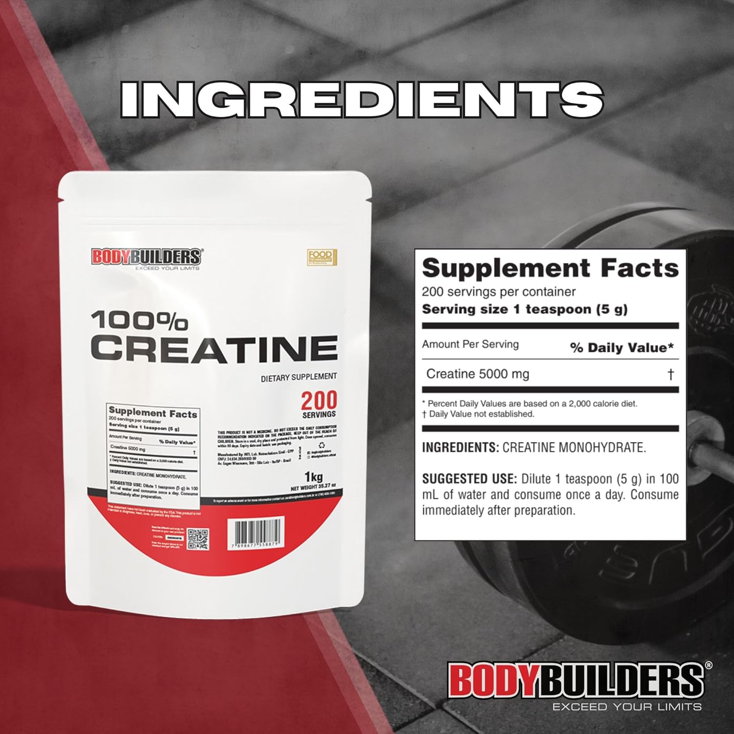100% Creatine, Unflavored, 2.2lb, 200 Servings