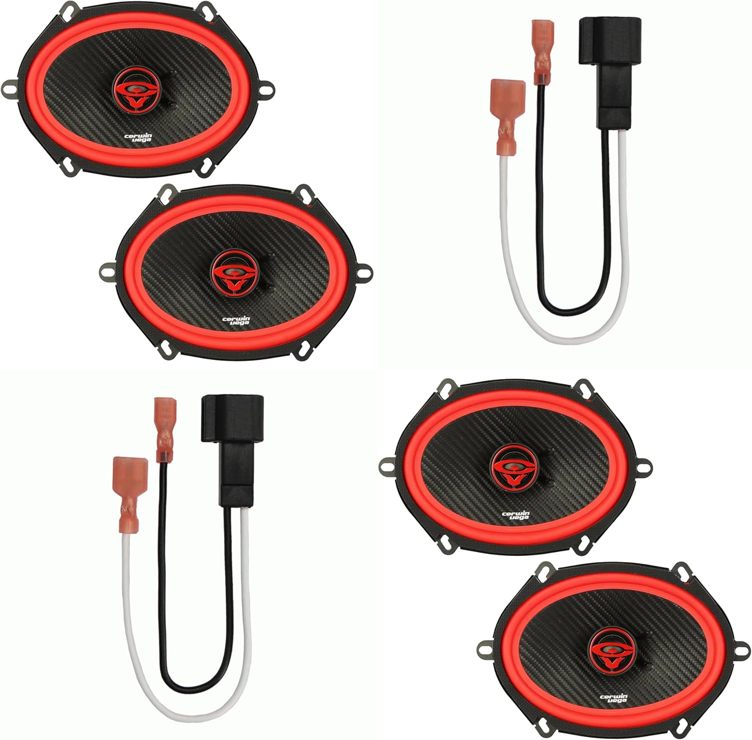 CERWIN-VEGA! V68 6x8 Coaxial Speaker Bundle (4 Speakers) with 72-5600 Speaker Harness Compatible with Select 1998 & Up Ford