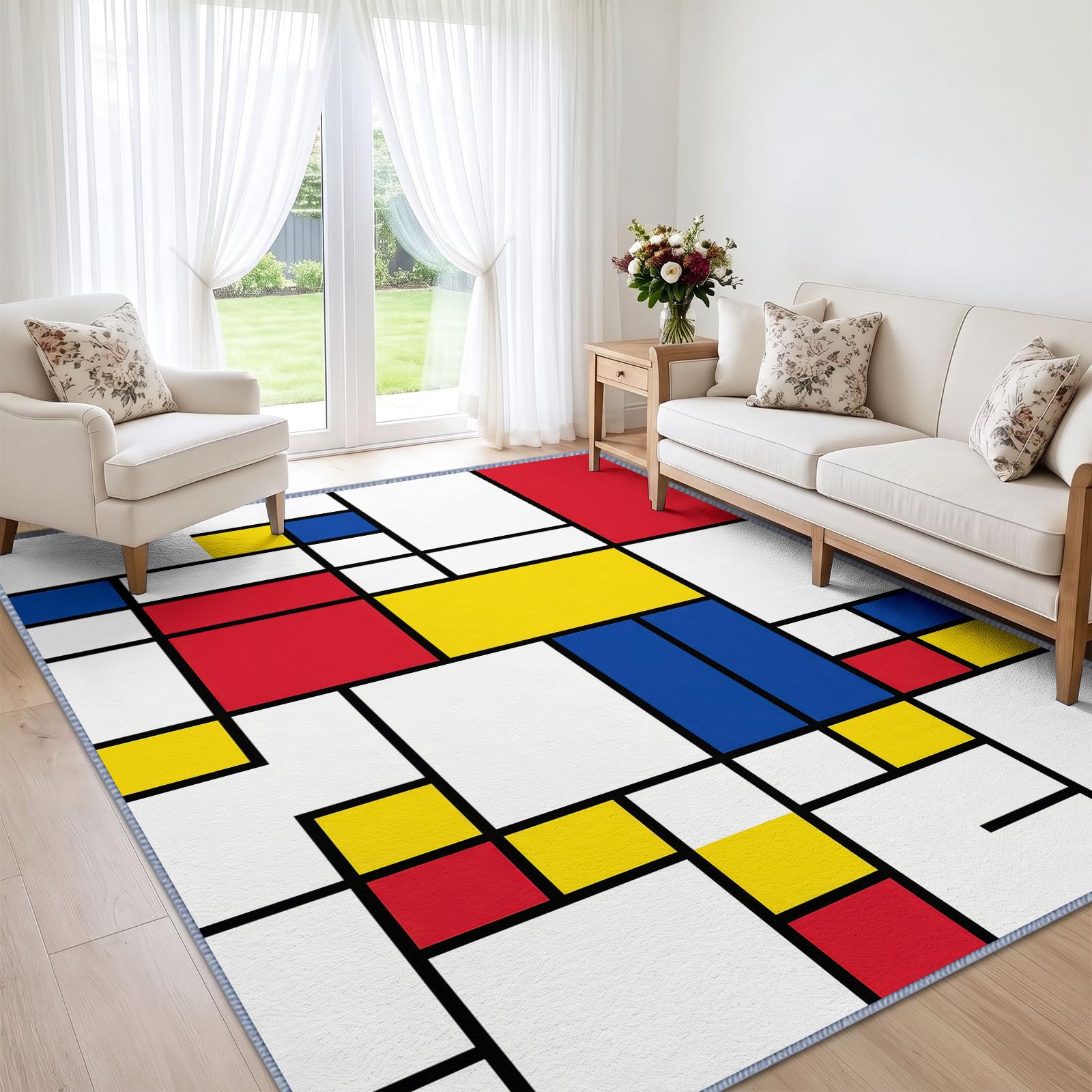 Chłopcy dziewczęta abstrakcyjny geometryczny dywan można prać, 80 x 150 cm