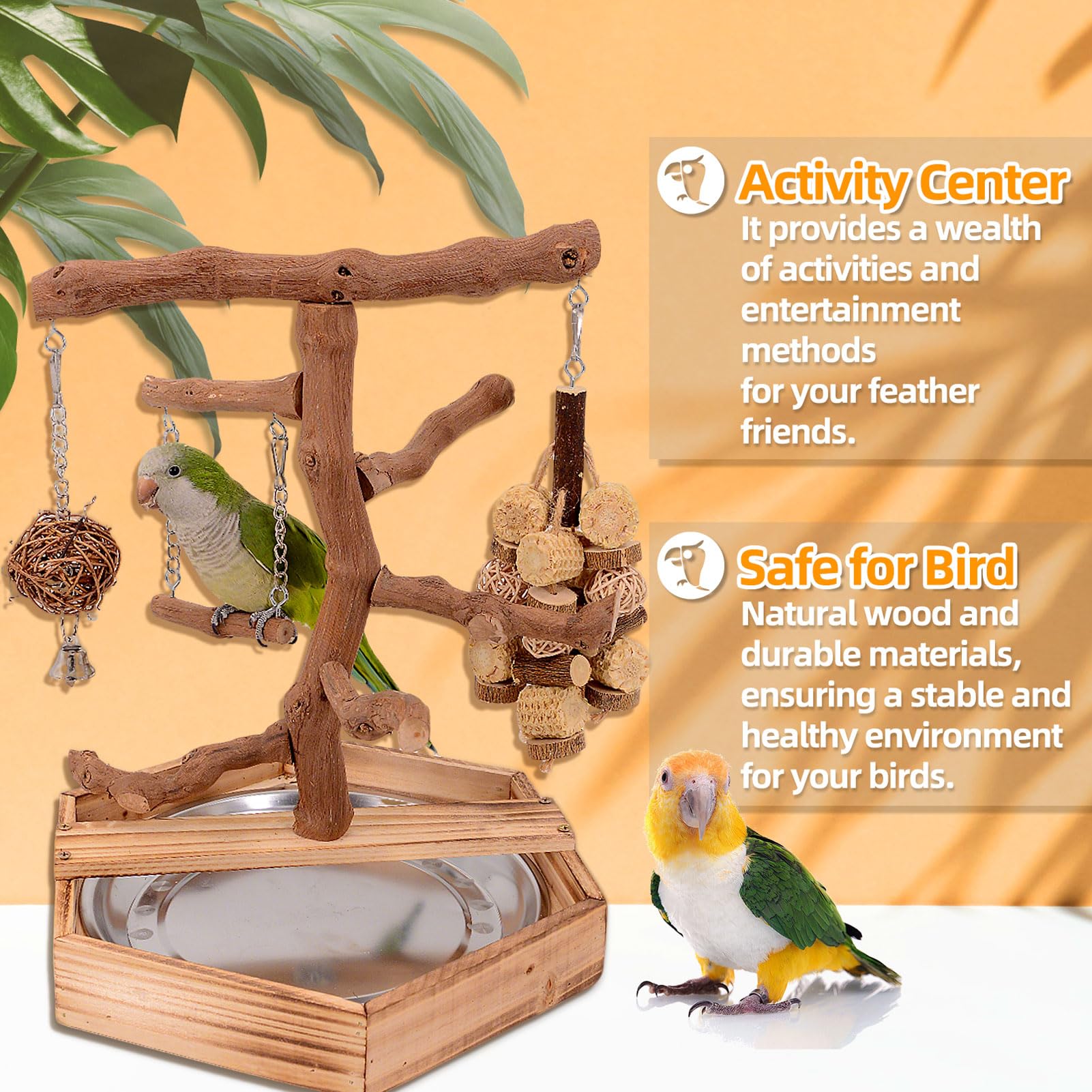 LIMIO Natural Grape Wood Bird Parakeet Playground - Perch Stand for Parakeets, Cockatiels, and Small Birds Toys - image 5